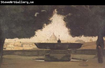 Jean Baptiste Camille  Corot La vasque de I'Academie de France a Rome (mk11)
